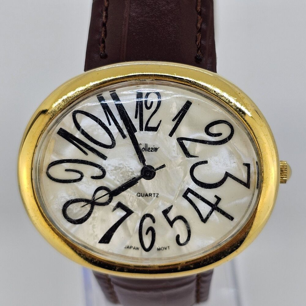VTG Collezio Women's Watch 40MM MOP Dial New Brown Leather Bands New Battery